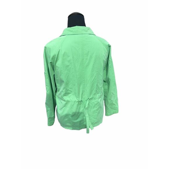 Talbots small vibrant green military style zip up jacket pockets career  - Picture 2 of 7